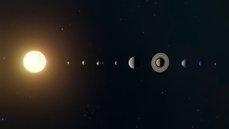 Stunning depiction of the solar system featuring planets and the sun in space.
